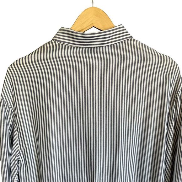 Lagenlook Cupio Asymmetrical Hem Navy Striped Cuff Sleeve Tunic Top - Picture 11 of 14